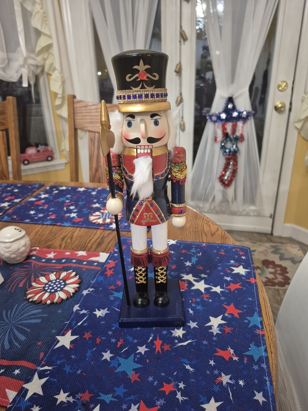 Classic Red and Navy Nutcracker Soldier Holiday Figurine